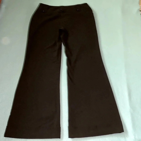 FIRST OPTION wide leg long cuffed 2 front pockets belt loops black size 10 - Picture 2 of 11